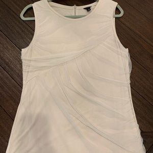 Ann Taylor Beige Sleeveless Top Sheer Overlay SZ L